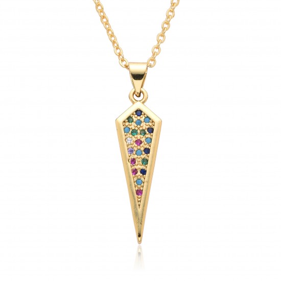Wholesale of sword, crescent and ivory pendant necklaces for foreign trade, cross-border micro-set zircon women's gold-plated beaded chain necklaces Wholesale of sword, crescent and ivory pendant necklaces for foreign trade, cross-border micro-set zircon women's gold-plated beaded chain necklaces