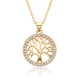 Round hollowed-out life tree pendant necklaces, European-style zircon necklaces for women, and geometric collarbone chains are popular in Europe and America Round hollowed-out life tree pendant necklaces, European-style zircon necklaces for women, and geometric collarbone chains are popular in Europe and America