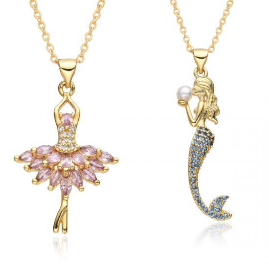 Ballet girl's light luxury style, full of diamonds, pendant necklace, female Internet celebrity, versatile collarbone chain, chain g112 Ballet girl's light luxury style, full of diamonds, pendant necklace, female Internet celebrity, versatile collarbone chain, chain g112