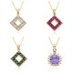 This retro square, hollowed-out green, slightly set zircon copper gold-plated necklace from Japan and South Korea is a trendy and versatile collarbone chain This retro square, hollowed-out green, slightly set zircon copper gold-plated necklace from Japan and South Korea is a trendy and versatile collarbone chain