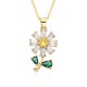 New European and American light luxury full-diamond zircon sunflower flower pendant necklace for women, simple and niche collarbone chain accessory New European and American light luxury full-diamond zircon sunflower flower pendant necklace for women, simple and niche collarbone chain accessory