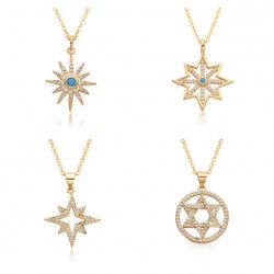 European and American five-pointed star-shaped pendant, guardian star, engraved star, diamond-encrusted star necklace, short women's collarbone chain wholesale