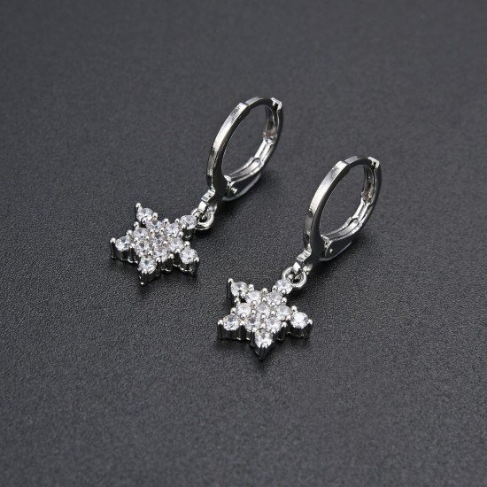 European and American cross-border trade style diamond-encrusted CZ Zircon star earrings, light luxury and romantic women's earrings, ins style earrings in stock European and American cross-border trade style diamond-encrusted CZ Zircon star earrings, light luxury and romantic women's earrings, ins style earrings in stock