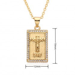 European and American cross-border religious personality statue collarbone chain Zircon eco-friendly copper material pendant necklace copper plating 18kg C651