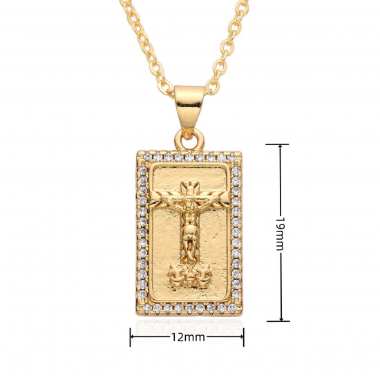 European and American cross-border religious personality statue collarbone chain Zircon eco-friendly copper material pendant necklace copper plating 18kg C651 European and American cross-border religious personality statue collarbone chain Zircon eco-friendly copper material pendant necklace copper plating 18kg C651