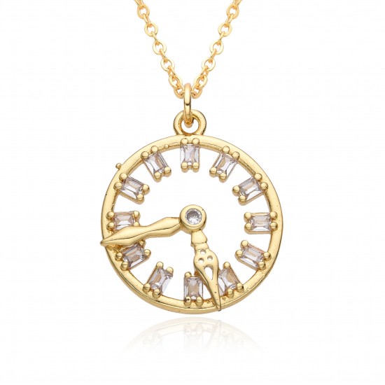 Micro-set zircon clock pendant, black zirconium clock, lucky compass pendant necklace, a cross-border bestseller accessory from Europe and America Micro-set zircon clock pendant, black zirconium clock, lucky compass pendant necklace, a cross-border bestseller accessory from Europe and America