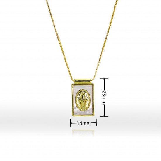 Cross-border best-selling European-style Saint Guadalupe necklace, women's light luxury natural shell square tag pendant jewelry on Instagram Cross-border best-selling European-style Saint Guadalupe necklace, women's light luxury natural shell square tag pendant jewelry on Instagram