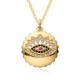 European and American retro style 18K gold hollowed-out Devil's Eye zircon slightly set pendant copper gold-plated necklace for INS ladies European and American retro style 18K gold hollowed-out Devil's Eye zircon slightly set pendant copper gold-plated necklace for INS ladies