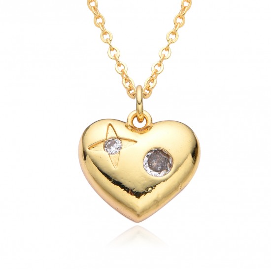 The 2023 new heart-shaped diamond-encrusted necklace for women features a simple and niche design. It is a heart-shaped collarbone chain with a copper plating of 18K real gold The 2023 new heart-shaped diamond-encrusted necklace for women features a simple and niche design. It is a heart-shaped collarbone chain with a copper plating of 18K real gold