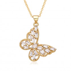 European and American cross-border supply, personalized hip-hop fashion accessories, perforated micro-inlaid zircon butterflyfish bone necklace, pendant for women