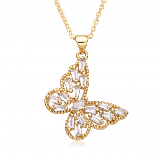 European and American cross-border supply, personalized hip-hop fashion accessories, perforated micro-inlaid zircon butterflyfish bone necklace, pendant for women European and American cross-border supply, personalized hip-hop fashion accessories, perforated micro-inlaid zircon butterflyfish bone necklace, pendant for women