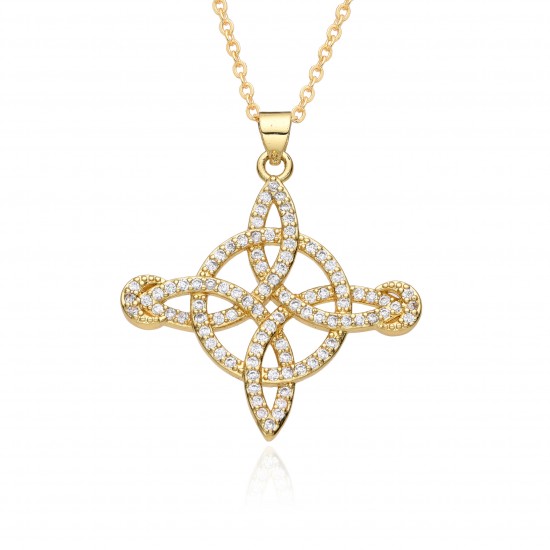 New Korean-style fashionable Celtic knot gold-plated necklace wholesale Zircon women's pendant necklace from foreign trade manufacturer New Korean-style fashionable Celtic knot gold-plated necklace wholesale Zircon women's pendant necklace from foreign trade manufacturer