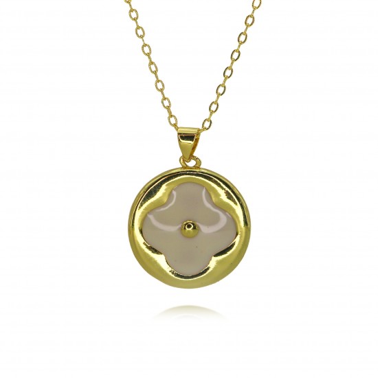 High-quality copper plated with 18K gold, exquisitely crafted natural mother-of-pearl four-leaf clover monogram necklace, women's light luxury style ins collarbone chain High-quality copper plated with 18K gold, exquisitely crafted natural mother-of-pearl four-leaf clover monogram necklace, women's light luxury style ins collarbone chain