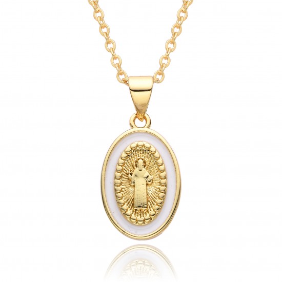 European and American cross-border religious oil-dripping pendant, oval-shaped women's jewelry, God Jesus, Virgin Mary necklace European and American cross-border religious oil-dripping pendant, oval-shaped women's jewelry, God Jesus, Virgin Mary necklace