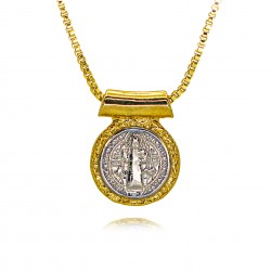 European and American cross-border religious personality statue box chain Zircon Catholic Virgin Mary pendant necklace copper plated with 18k real gold