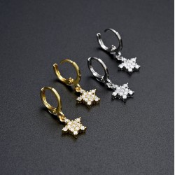 European and American cross-border trade style diamond-encrusted CZ Zircon star earrings, light luxury and romantic women's earrings, ins style earrings in stock