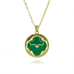 High-quality copper plated with 18K gold, exquisitely crafted natural mother-of-pearl four-leaf clover monogram necklace, women's light luxury style ins collarbone chain