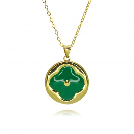 High-quality copper plated with 18K gold, exquisitely crafted natural mother-of-pearl four-leaf clover monogram necklace, women's light luxury style ins collarbone chain High-quality copper plated with 18K gold, exquisitely crafted natural mother-of-pearl four-leaf clover monogram necklace, women's light luxury style ins collarbone chain