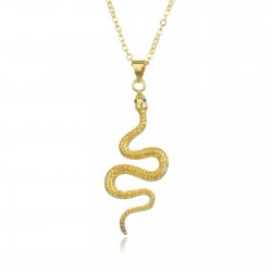 Cross-border popular accessories, light luxury hip-hop style, snake-shaped pendant necklace, zircon women's collarbone chain necklace in stock wholesale