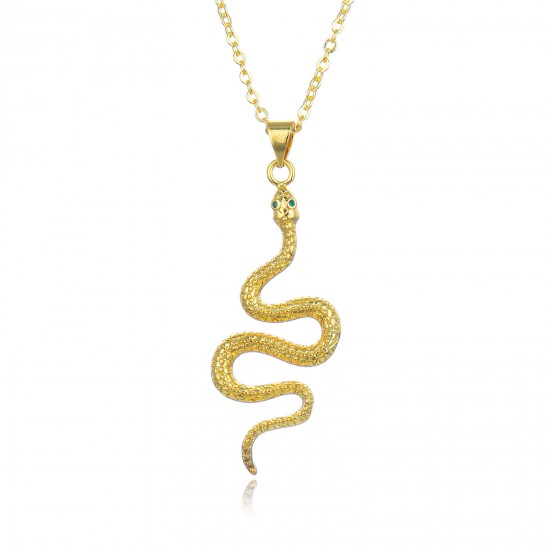 Cross-border popular accessories, light luxury hip-hop style, snake-shaped pendant necklace, zircon women's collarbone chain necklace in stock wholesale Cross-border popular accessories, light luxury hip-hop style, snake-shaped pendant necklace, zircon women's collarbone chain necklace in stock wholesale