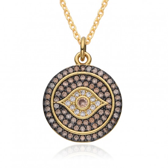 Cross-border European and American creative personality exaggerated round Devil's eye necklace for women, niche design sense collarbone chain Cross-border European and American creative personality exaggerated round Devil's eye necklace for women, niche design sense collarbone chain
