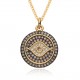 Cross-border European and American creative personality exaggerated round Devil's eye necklace for women, niche design sense collarbone chain Cross-border European and American creative personality exaggerated round Devil's eye necklace for women, niche design sense collarbone chain