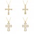 Korean version cross pendant simple necklace, women's necklace, export fashion crystal, European and American men's micro-set openwork necklace
