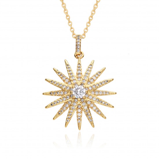 Sunflower pendant, European and American light luxury collarbone chain, copper plated with 18K real gold chain, zircon set, high-end light luxury necklace Sunflower pendant, European and American light luxury collarbone chain, copper plated with 18K real gold chain, zircon set, high-end light luxury necklace