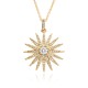Sunflower pendant, European and American light luxury collarbone chain, copper plated with 18K real gold chain, zircon set, high-end light luxury necklace Sunflower pendant, European and American light luxury collarbone chain, copper plated with 18K real gold chain, zircon set, high-end light luxury necklace