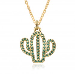 New European and American hip-hop accessory leaf and flower pendant necklace, Hiphop men's copper slightly set necklace