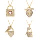 Cross-border high-end style lock key pendant necklace from Europe, America, Japan and South Korea, women's copper gold-plated love heart, slightly set zircon collarbone chain Cross-border high-end style lock key pendant necklace from Europe, America, Japan and South Korea, women's copper gold-plated love heart, slightly set zircon collarbone chain