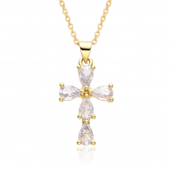 Cross-border Amazon's best-selling pearl zircon cross necklace for women is a niche, light luxury and personalized colored gemstone jewelry Cross-border Amazon's best-selling pearl zircon cross necklace for women is a niche, light luxury and personalized colored gemstone jewelry