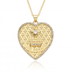 European and American new style simple hollow heart collarbone chain heart-shaped necklace for women, copper-plated real gold zircon necklace h147