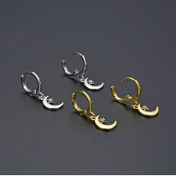 Simple and inS-style star and moon combination earrings for women, fresh and sweet earrings, Japanese and Korean style ear buckles wholesale