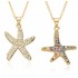 The French light luxury style zircon starfish pendant women's necklace, set with zircon real gold and coated copper pendant necklace, is niche