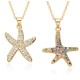 The French light luxury style zircon starfish pendant women's necklace, set with zircon real gold and coated copper pendant necklace, is niche The French light luxury style zircon starfish pendant women's necklace, set with zircon real gold and coated copper pendant necklace, is niche