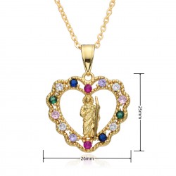 European and American cross-border religious personality deity collarbone chain Zircon eco-friendly copper material pendant necklace copper plating 18kD108