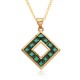 This retro square, hollowed-out green, slightly set zircon copper gold-plated necklace from Japan and South Korea is a trendy and versatile collarbone chain This retro square, hollowed-out green, slightly set zircon copper gold-plated necklace from Japan and South Korea is a trendy and versatile collarbone chain