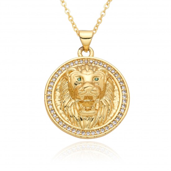 European and American fashion trend women's accessories, hip-hop personality, hollowed-out micro-inlaid leopard pendant, retro necklace accessory gift European and American fashion trend women's accessories, hip-hop personality, hollowed-out micro-inlaid leopard pendant, retro necklace accessory gift