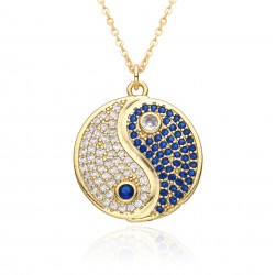 Chinese hip-hop micro-set pendant necklace, Tai Chi Bagua pendant, men's necklace, zircon pendant, hip-hop accessories