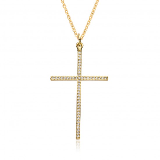 A popular retro rhinestone cross pendant necklace from Europe and America, a creative women's fashion pendant collarbone chain A popular retro rhinestone cross pendant necklace from Europe and America, a creative women's fashion pendant collarbone chain