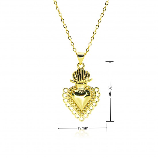 Heart-shaped gold-plated 18K pendant, heart-shaped zircon accessory, cross-border fashion from Europe and America, non-fading jewelry, versatile necklace Heart-shaped gold-plated 18K pendant, heart-shaped zircon accessory, cross-border fashion from Europe and America, non-fading jewelry, versatile necklace