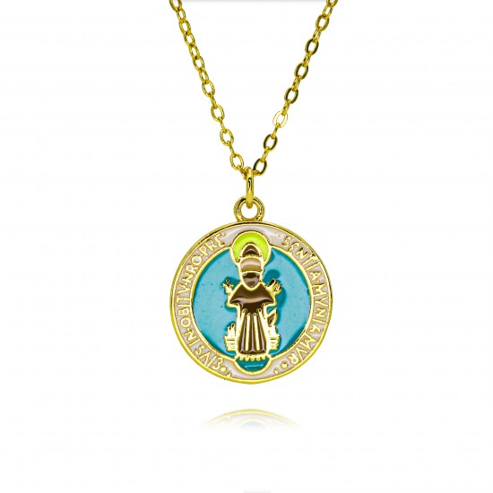 European and American cross-border religious personality cartoon idol collarbone chain oil-dripping God pendant necklace copper plated with 18k real gold European and American cross-border religious personality cartoon idol collarbone chain oil-dripping God pendant necklace copper plated with 18k real gold
