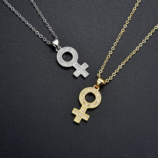 Diamond-encrusted zircon CZ women's symbol necklaces and women's necklaces are popular in Europe and America, featuring a simple and light luxury collarbone chain in an ins style Diamond-encrusted zircon CZ women's symbol necklaces and women's necklaces are popular in Europe and America, featuring a simple and light luxury collarbone chain in an ins style