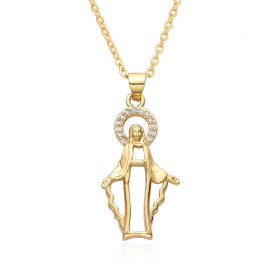Women 's new religious accessory copper micro-set Virgin Mary pendant TEMPERAMENT versatile retro necklace necklace Women 's new religious accessory copper micro-set Virgin Mary pendant TEMPERAMENT versatile retro necklace necklace