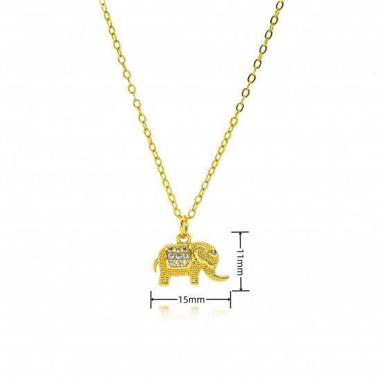 18K copper, gold, slightly set zircon elephant pendant necklace, female Instagram cute style collarbone chain, cross-border Xiyin bestseller 18K copper, gold, slightly set zircon elephant pendant necklace, female Instagram cute style collarbone chain, cross-border Xiyin bestseller