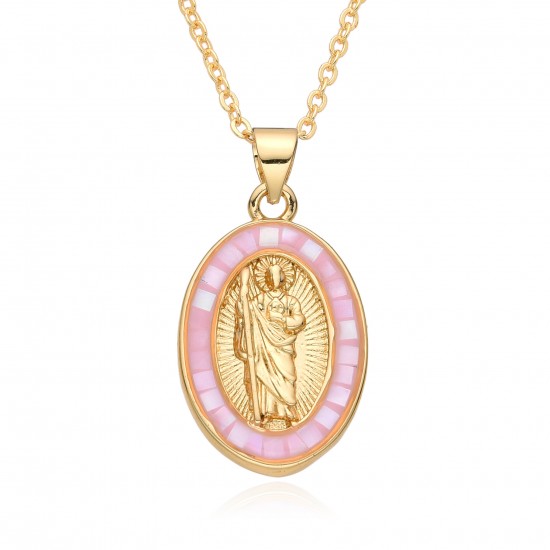 Cross-border best-selling oval Guadalupe, Jesus Saint Benedict necklace, women's collarbone chain, shell pendant jewelry in Europe and America Cross-border best-selling oval Guadalupe, Jesus Saint Benedict necklace, women's collarbone chain, shell pendant jewelry in Europe and America