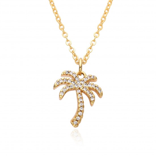 European and American simple and fashionable coconut tree necklace, Instagram niche design, five-pointed star leaf pendant, collarbone chain European and American simple and fashionable coconut tree necklace, Instagram niche design, five-pointed star leaf pendant, collarbone chain