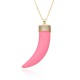 Popular European and American trendy sweater chain, white oil-dripping copper slightly inlaid zircon horn pendant necklace, women's cross-border stock Popular European and American trendy sweater chain, white oil-dripping copper slightly inlaid zircon horn pendant necklace, women's cross-border stock