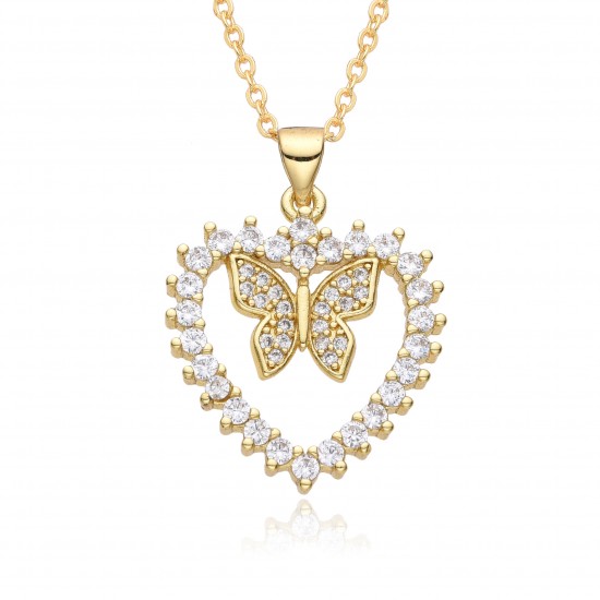 Wholesale of new, simple and fashionable zircon heart love necklaces for cross-border e-commerce in Europe and America Wholesale of new, simple and fashionable zircon heart love necklaces for cross-border e-commerce in Europe and America